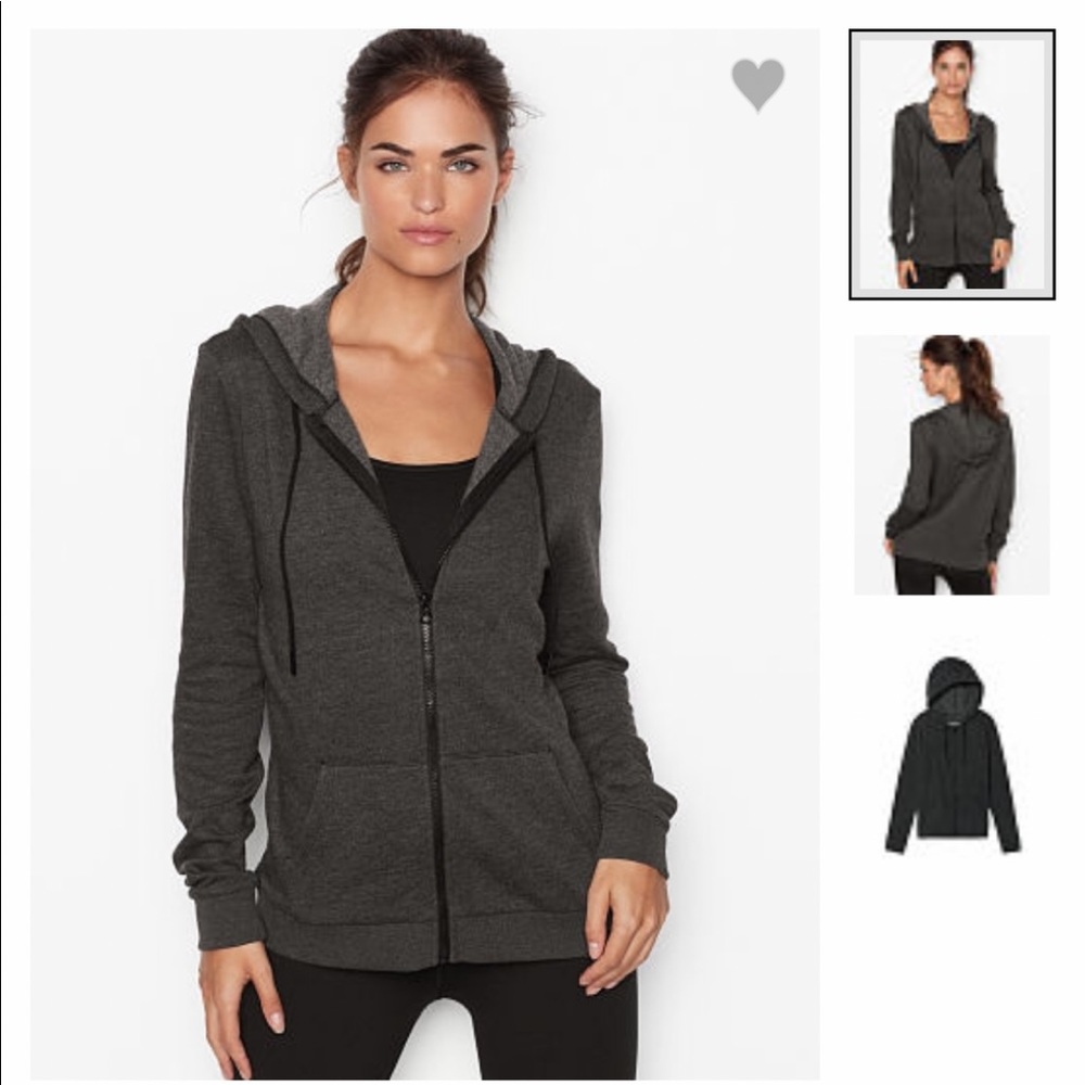 🐈‍⬛🤍Victoria’s Secret Zip Hoodie🤍🐈‍⬛ dark grey - S